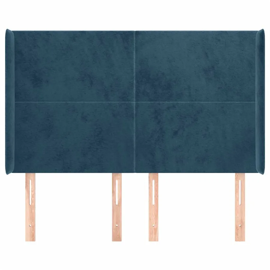 Tête de lit avec oreilles Bleu foncé 147x16x118/128 cm Velours - 3