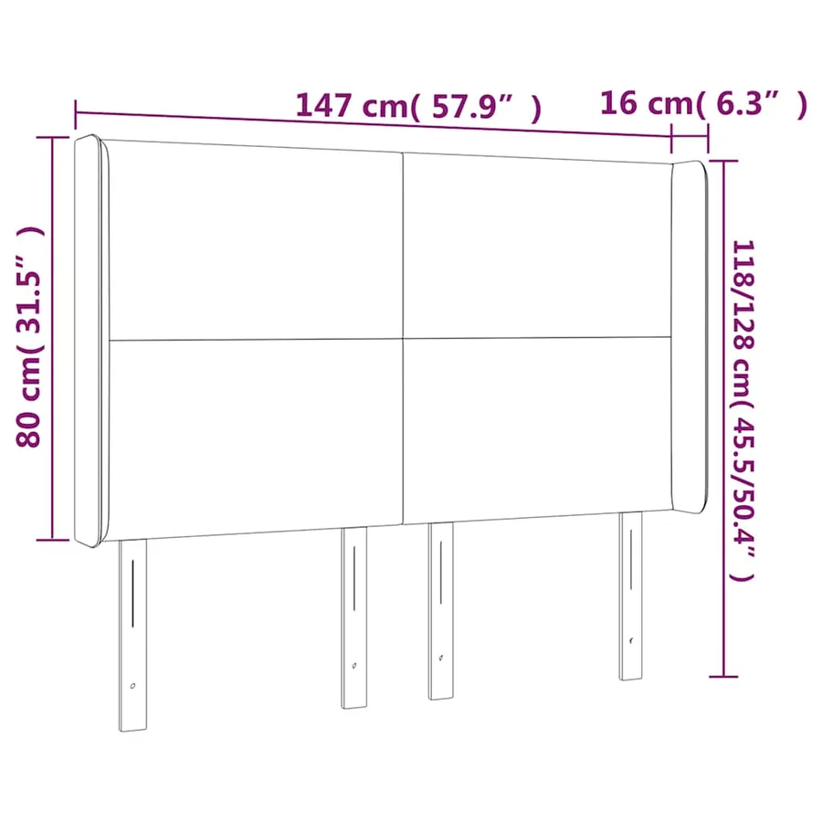 Tête de lit avec oreilles Bleu foncé 147x16x118/128 cm Velours - 9