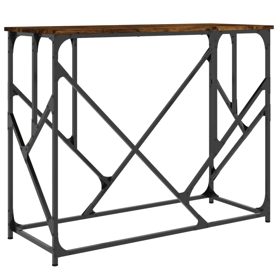 Table console chêne fumé 100x40x80 cm bois d'ingénierie - 2