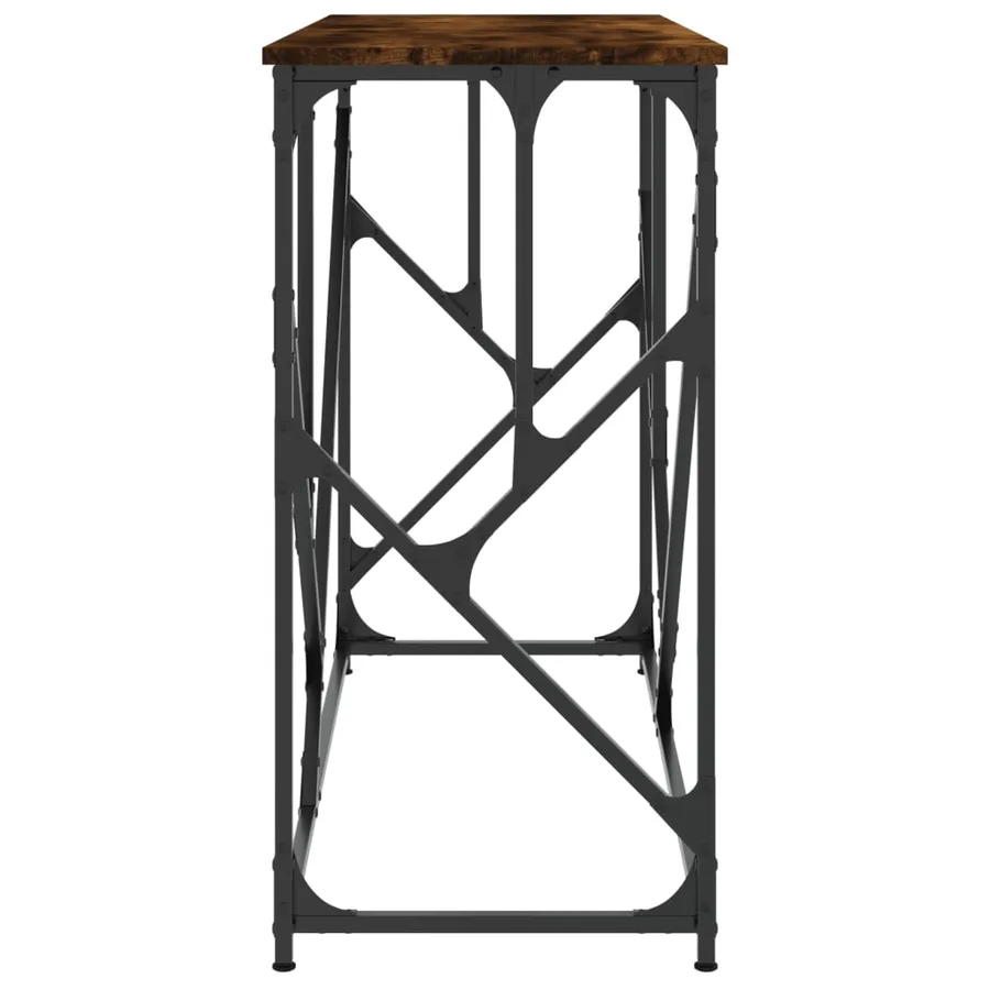 Table console chêne fumé 100x40x80 cm bois d'ingénierie - 5