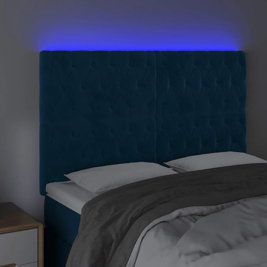 Tête de lit à LED Bleu foncé 144x7x118/128 cm Velours - 3