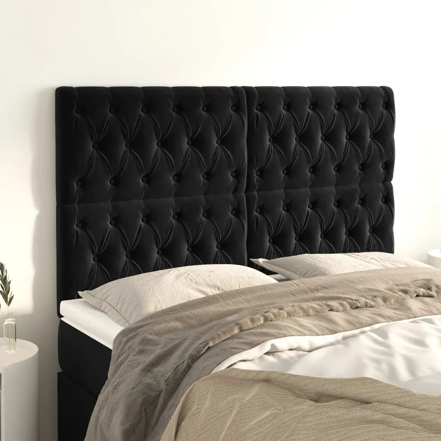 Tête de lit Noir 160x7x118/128 cm Velours