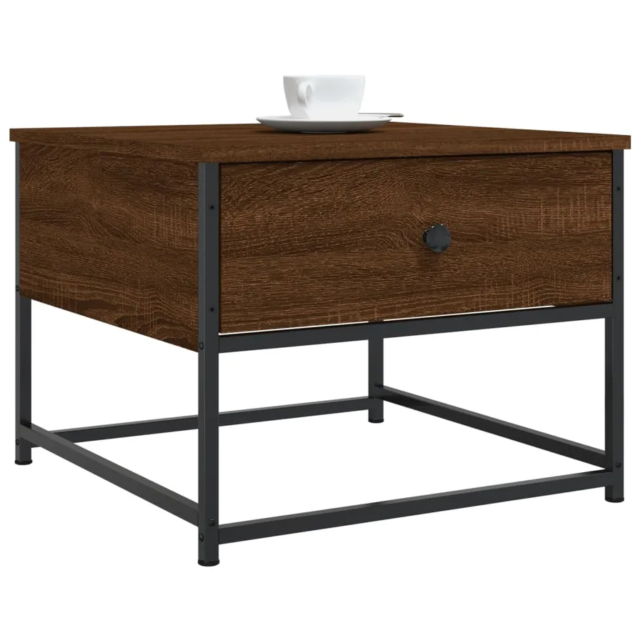 Table basse chêne marron 51x51x40 cm bois d'ingénierie - 3