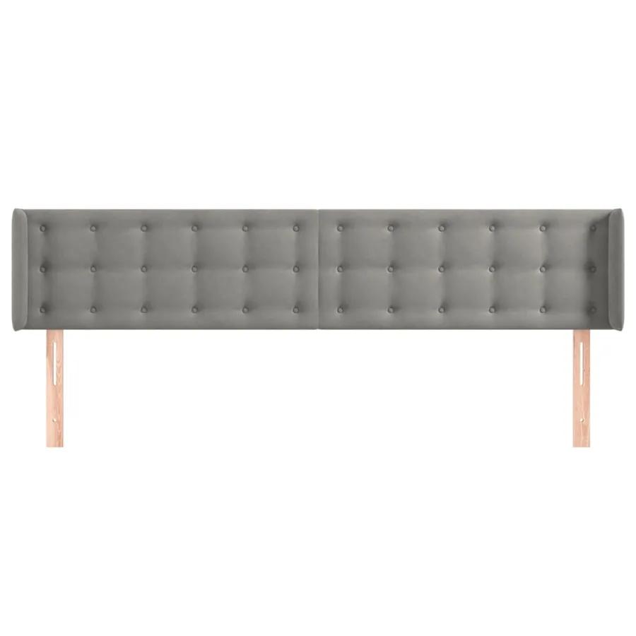 Tête de lit avec oreilles Gris clair 183x16x78/88 cm Velours - 3