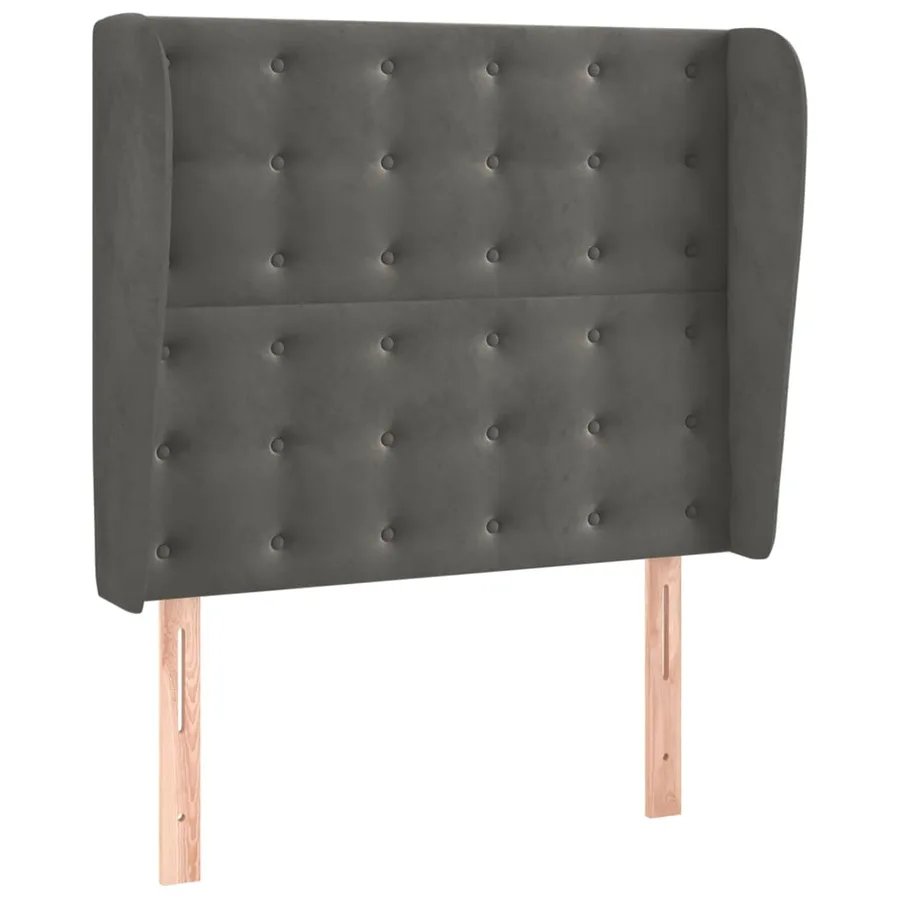 Tête de lit avec oreilles Gris foncé 93x23x118/128 cm Velours - 2