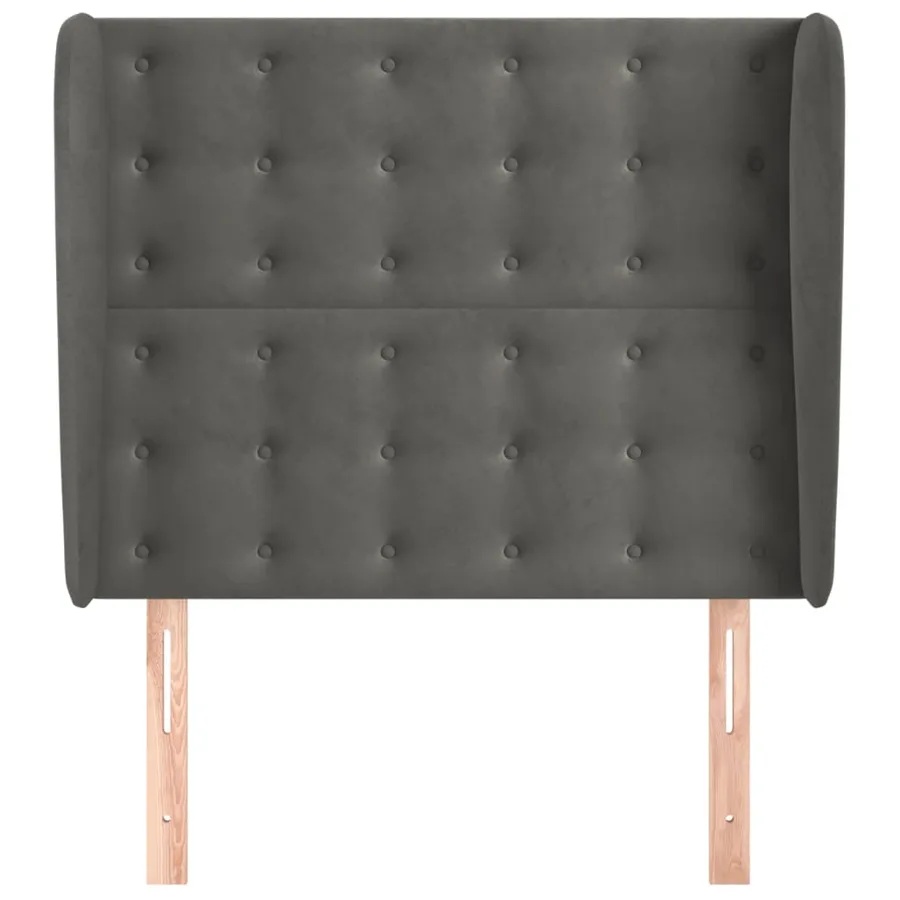 Tête de lit avec oreilles Gris foncé 93x23x118/128 cm Velours - 3