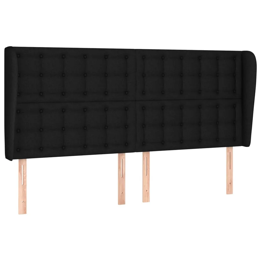 Tête de lit avec oreilles Noir 183x23x118/128 cm Tissu - 2