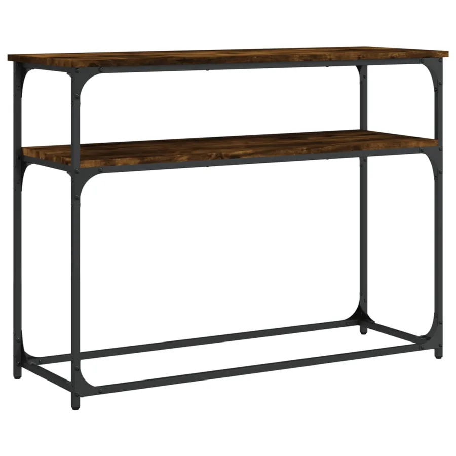 Table console chêne fumé 100x35,5x75 cm bois d'ingénierie - 2