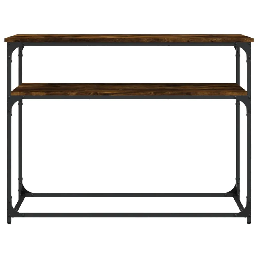 Table console chêne fumé 100x35,5x75 cm bois d'ingénierie - 4