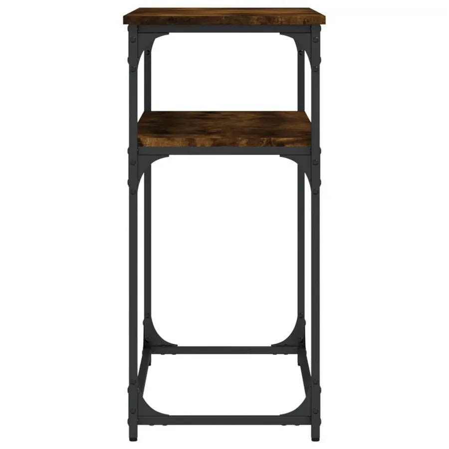 Table console chêne fumé 100x35,5x75 cm bois d'ingénierie - 5