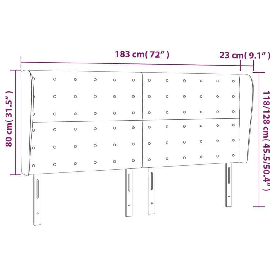 Tête de lit avec oreilles Bleu 183x23x118/128 cm Tissu - 9