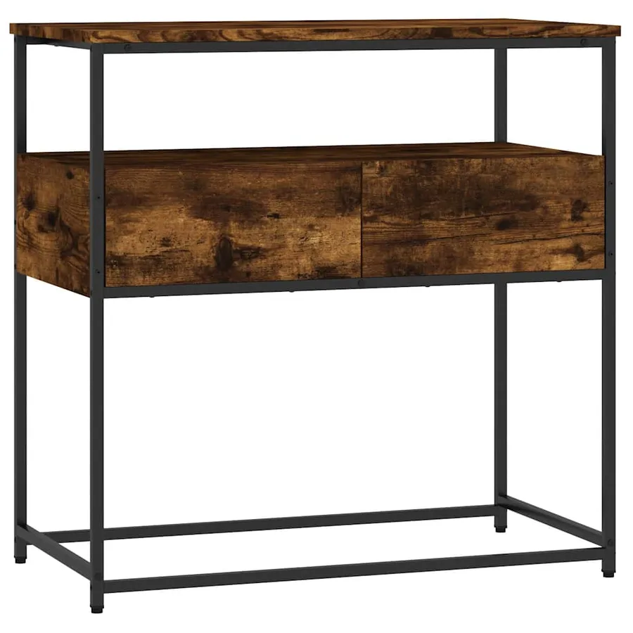 Table console chêne fumé 75x40x75 cm bois d'ingénierie - 2