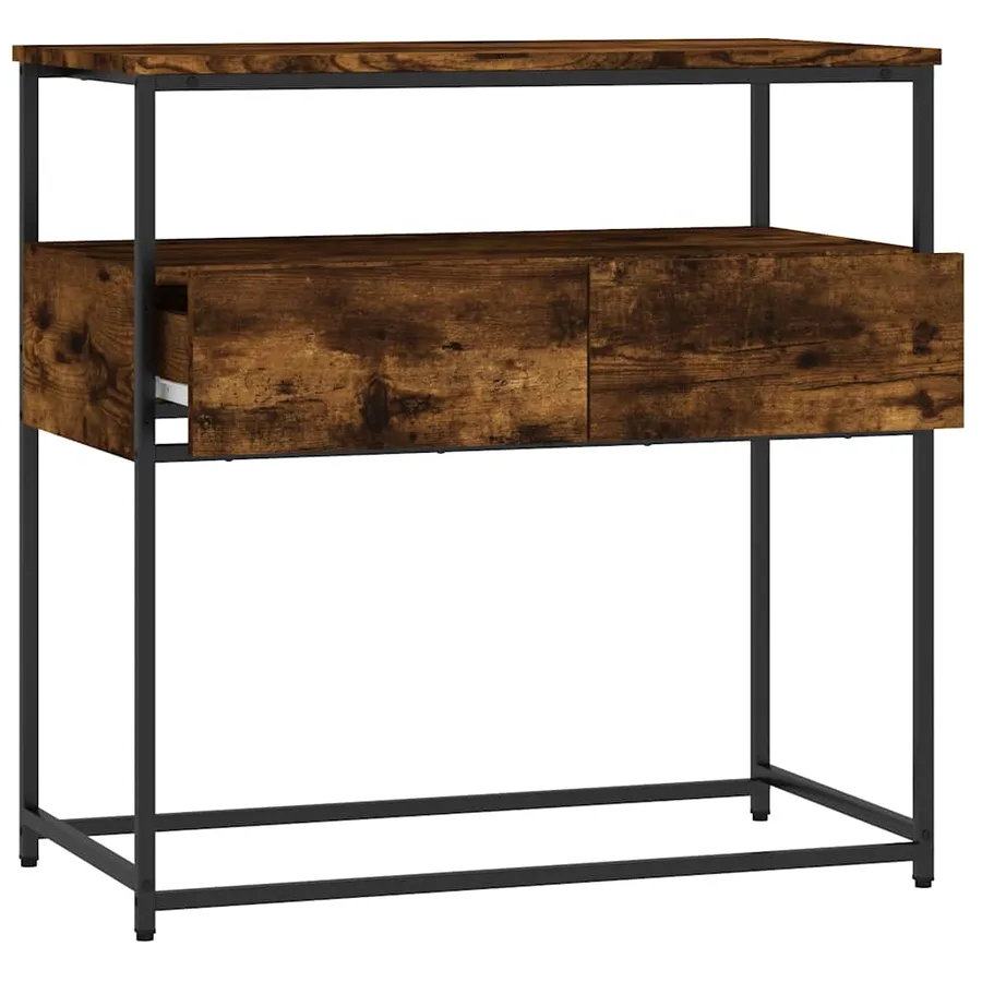 Table console chêne fumé 75x40x75 cm bois d'ingénierie - 5