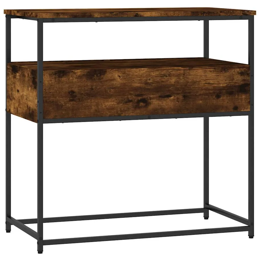 Table console chêne fumé 75x40x75 cm bois d'ingénierie - 8