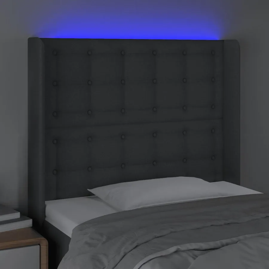 Tête de lit à LED Gris foncé 93x16x118/128 cm Tissu - 4