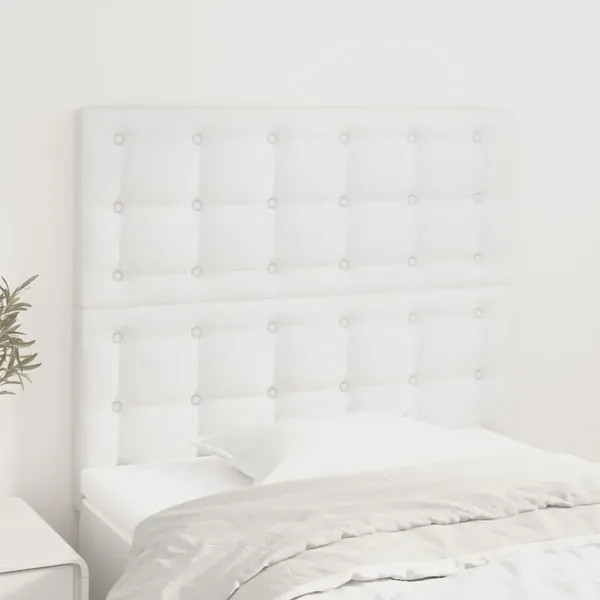 Tête de lit blanche 100 x 5 x 118/128 cm similicuir