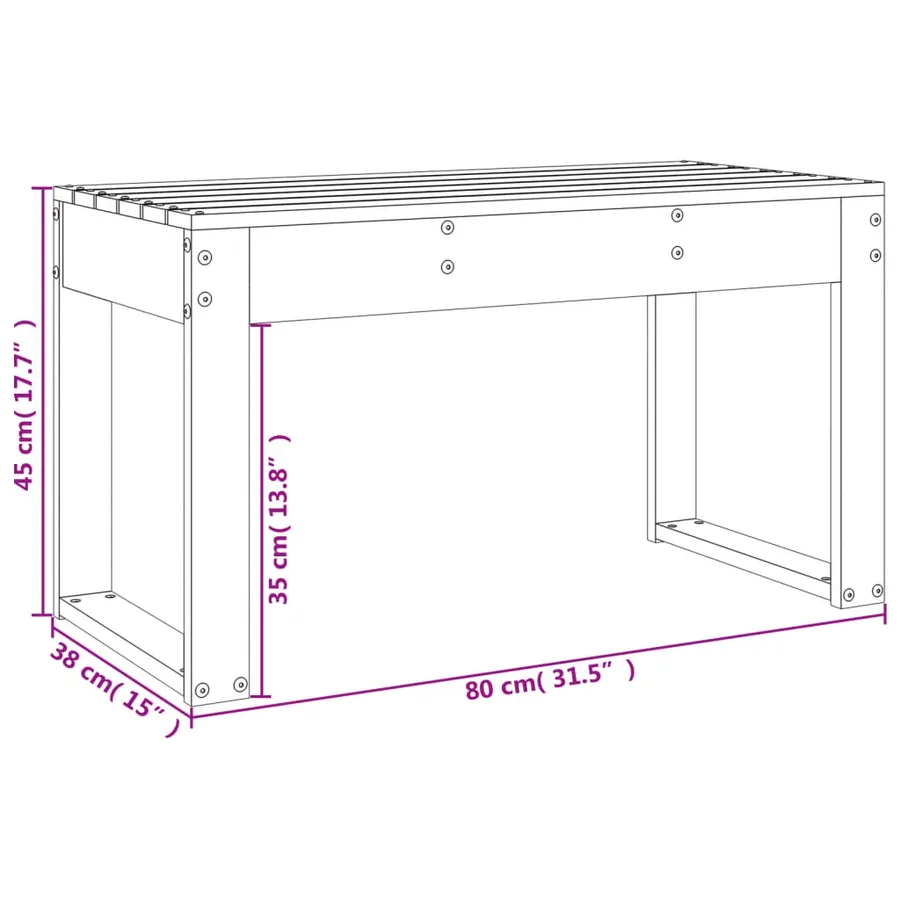 Banc de jardin marron miel 80x38x45 cm bois de pin massif - 8