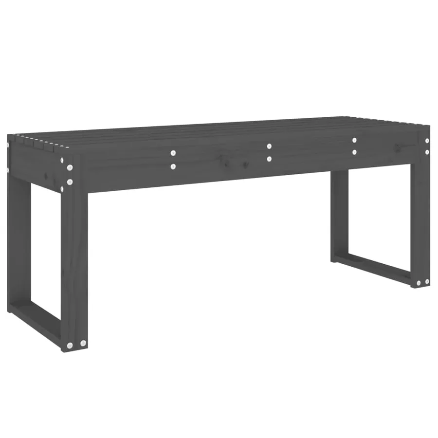 Banc de jardin gris 110x38x45 cm bois massif de pin - 2