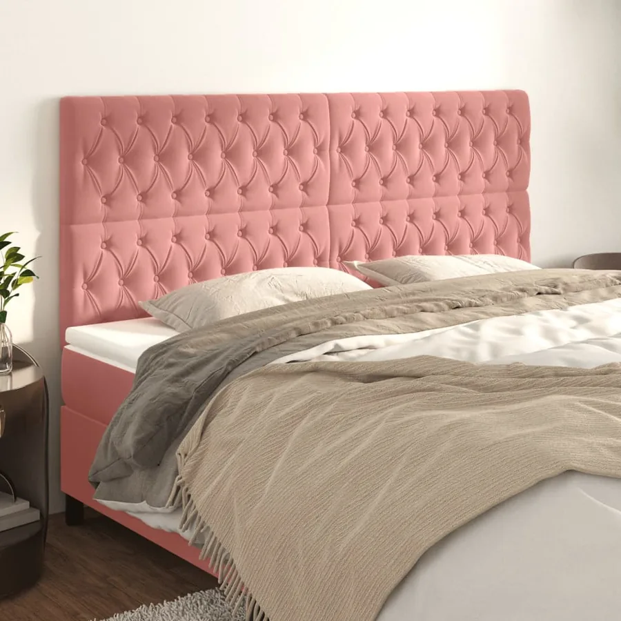 Tête de lit Rose 200x7x118/128 cm Velours