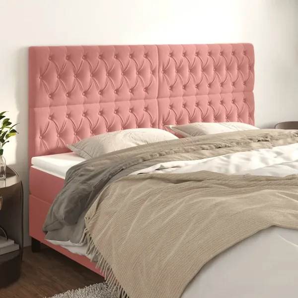 Tête de lit Rose 200x7x118/128 cm Velours