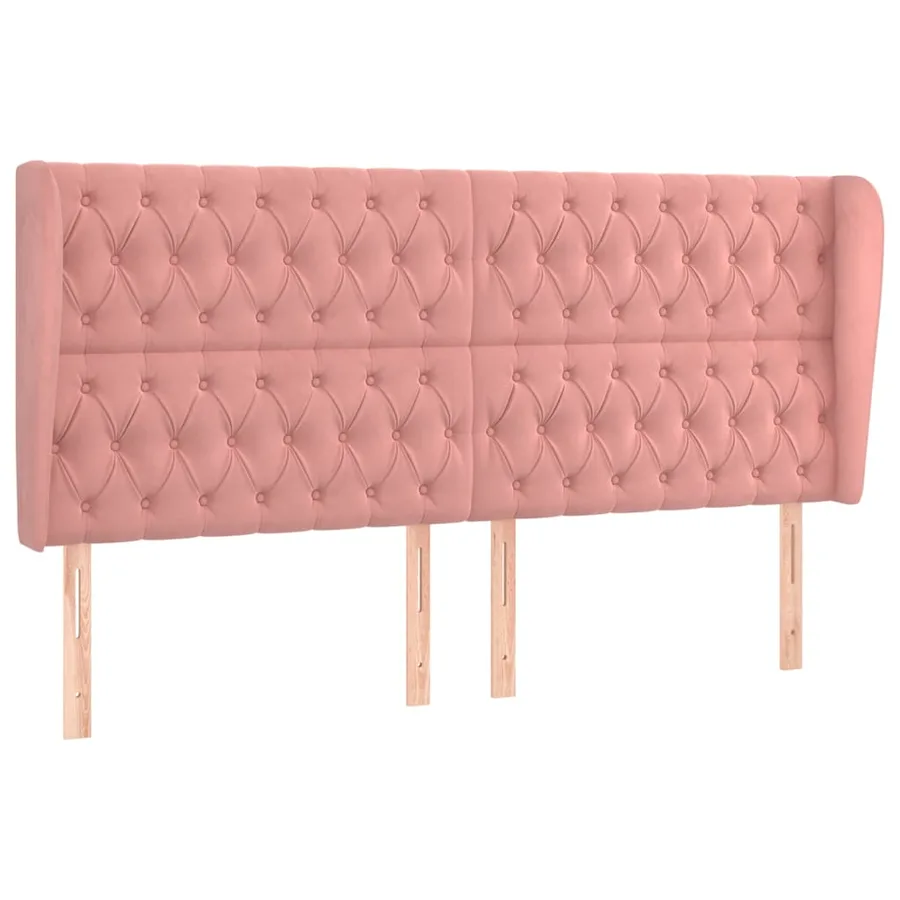 Tête de lit avec oreilles Rose 203x23x118/128 cm Velours - 2