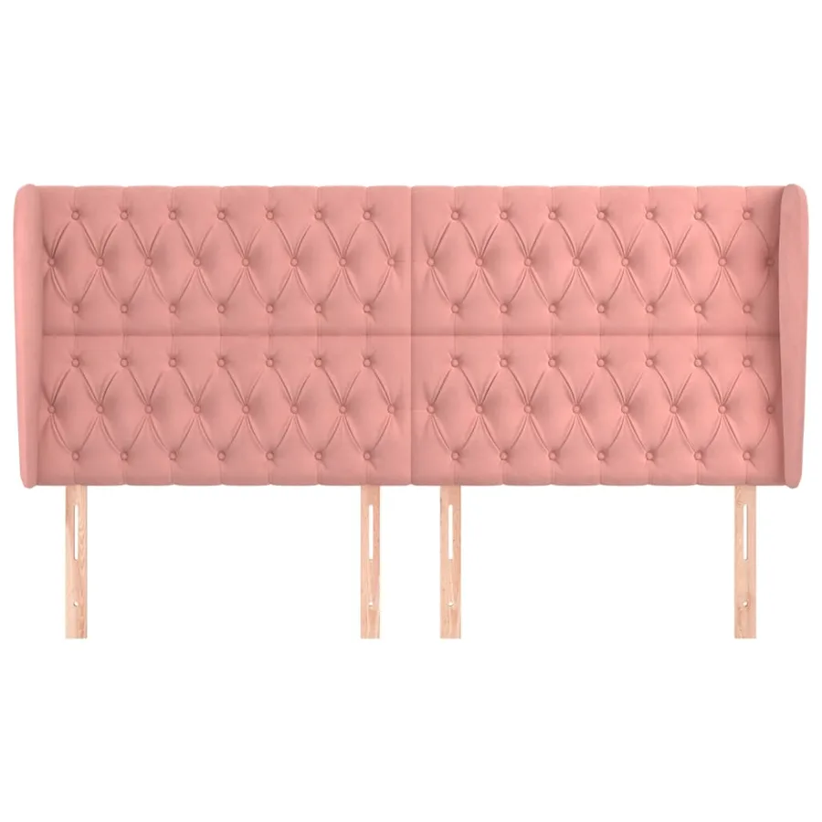 Tête de lit avec oreilles Rose 203x23x118/128 cm Velours - 3