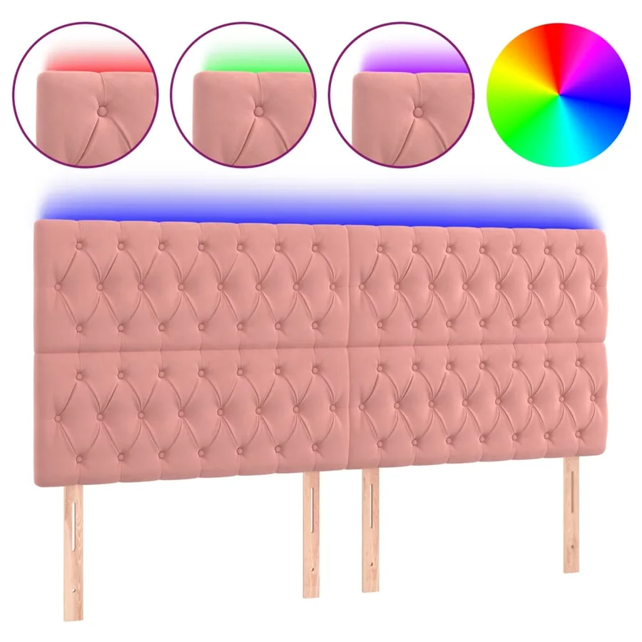 Tête de lit à LED Rose 180x7x118/128 cm Velours - 2