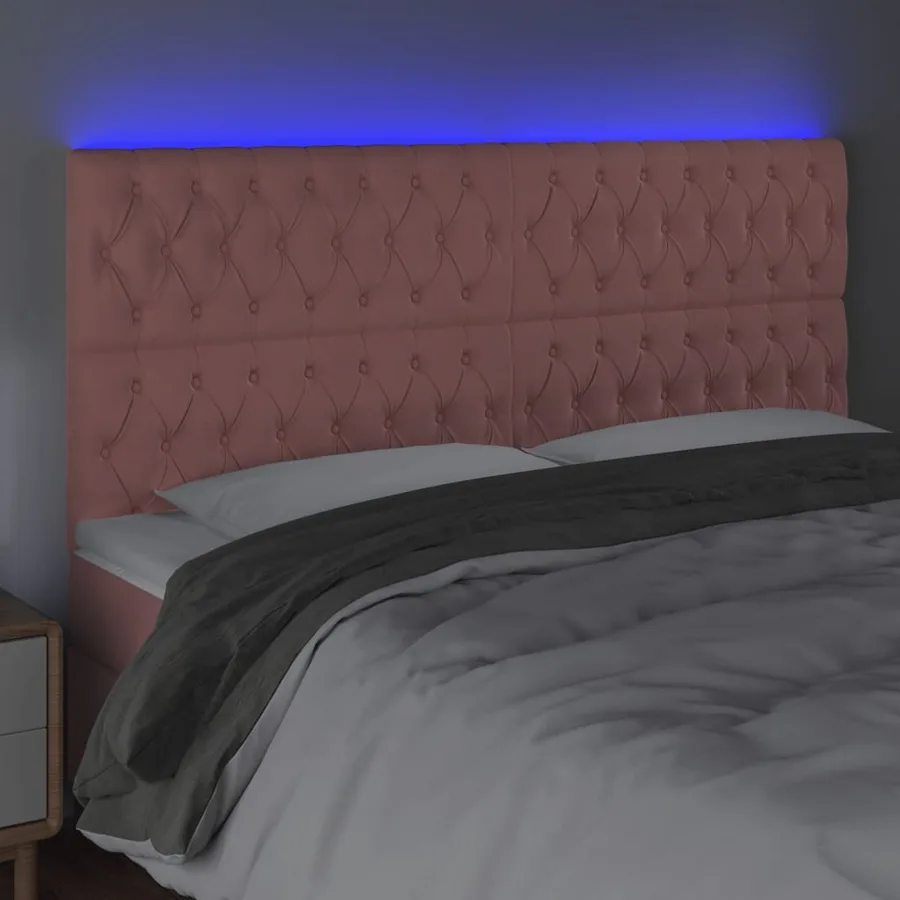 Tête de lit à LED Rose 180x7x118/128 cm Velours - 3