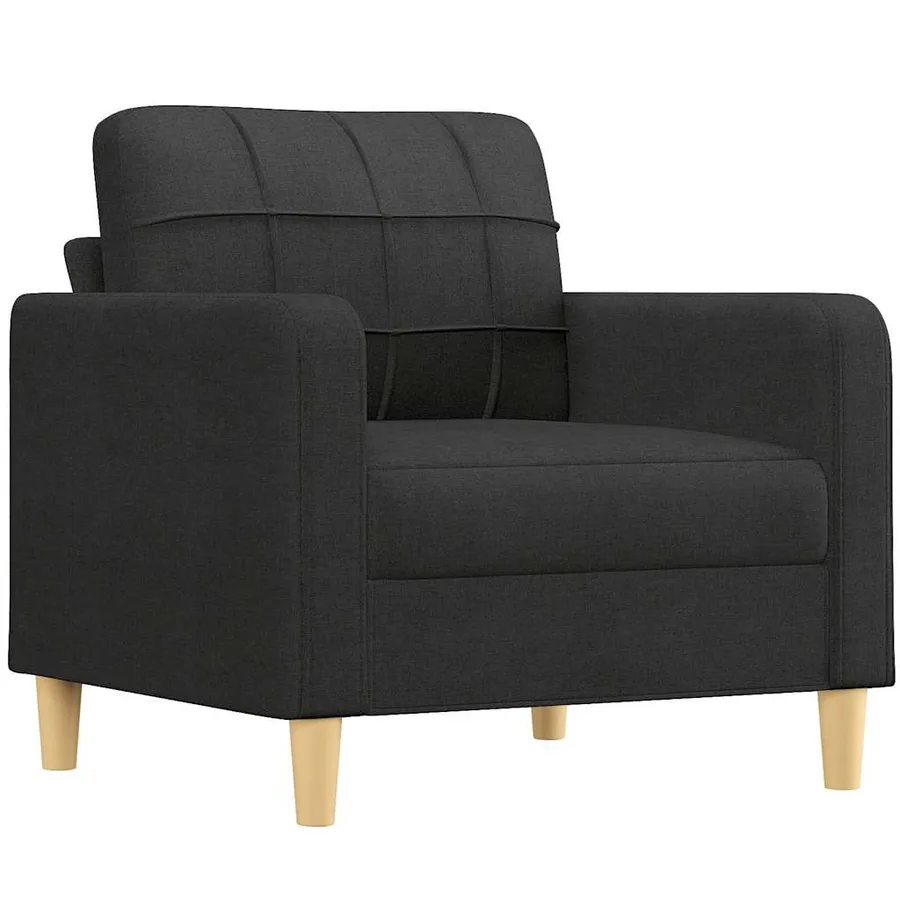 Ensemble de canapés 3 pcs avec coussins Noir Tissu - 3