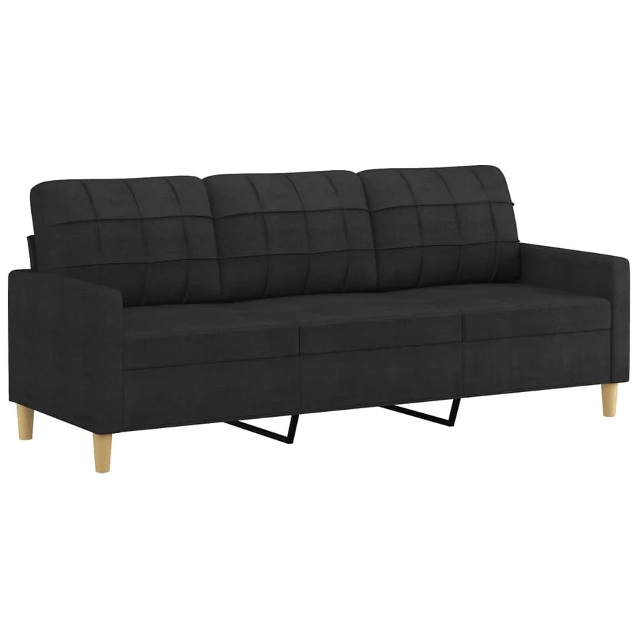 Ensemble de canapés 3 pcs avec coussins Noir Tissu - 5