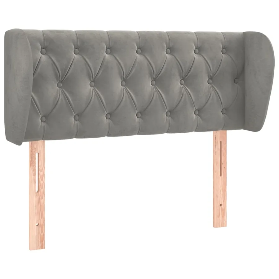 Tête de lit avec oreilles Gris clair 93x23x78/88 cm Velours - 2