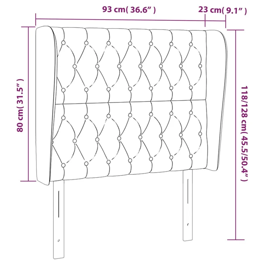Tête de lit avec oreilles Gris clair 93x23x118/128 cm Velours - 9