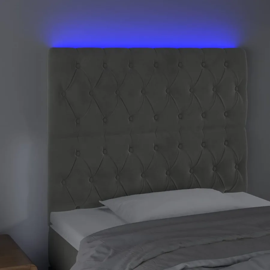 Tête de lit à LED Gris clair 90x7x118/128 cm Velours - 3
