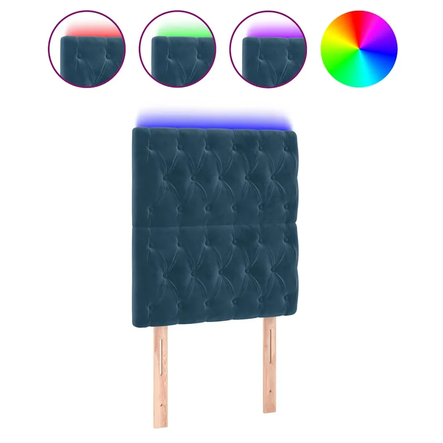 Tête de lit à LED Bleu foncé 80x7x118/128 cm Velours - 2