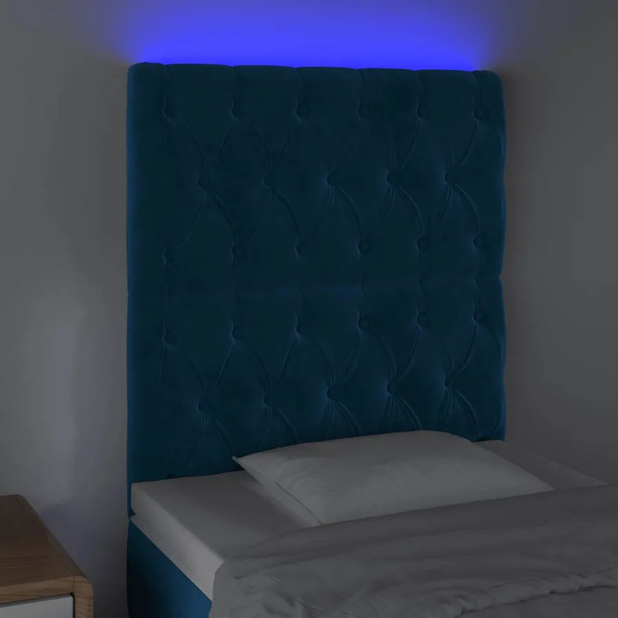 Tête de lit à LED Bleu foncé 80x7x118/128 cm Velours - 3