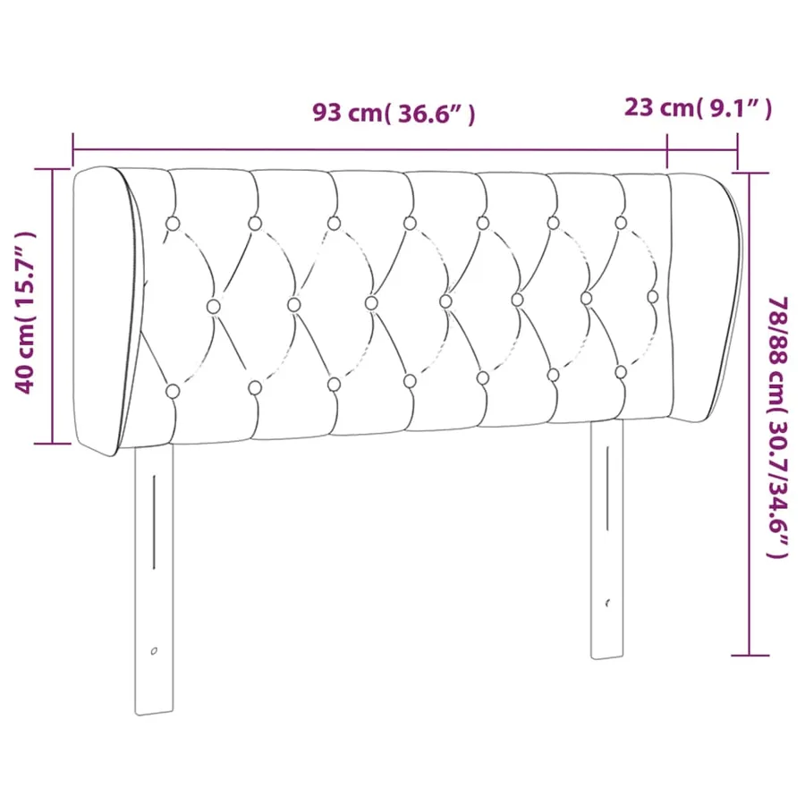 Tête de lit avec oreilles Rose 93x23x78/88 cm Velours - 9