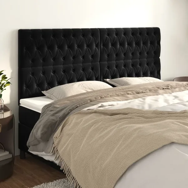 Tête de lit Noir 180x7x118/128 cm Velours