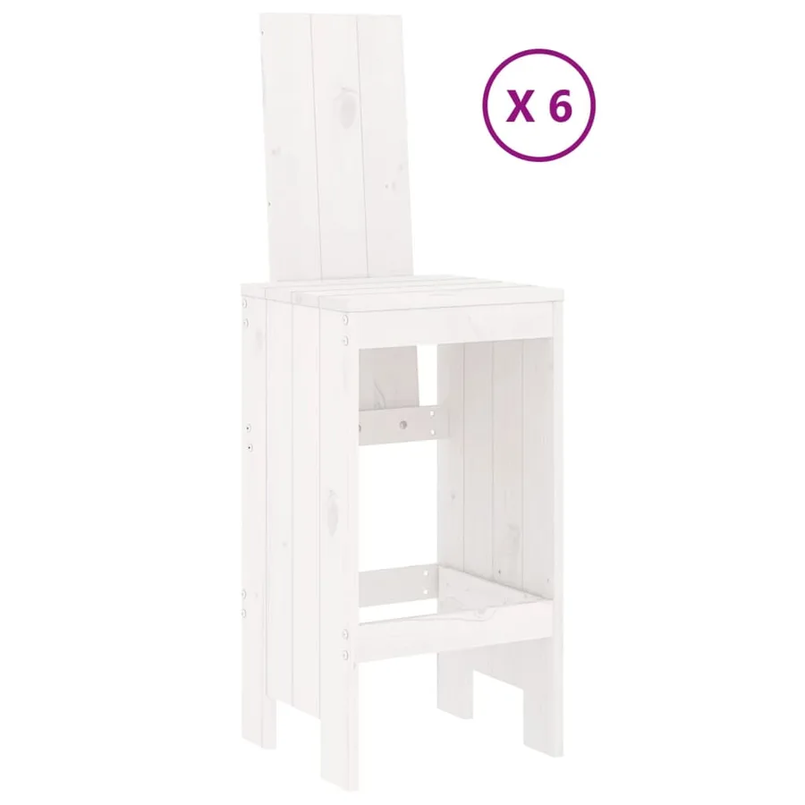 Ensemble de bar de jardin 7 pcs blanc bois de pin massif - 3