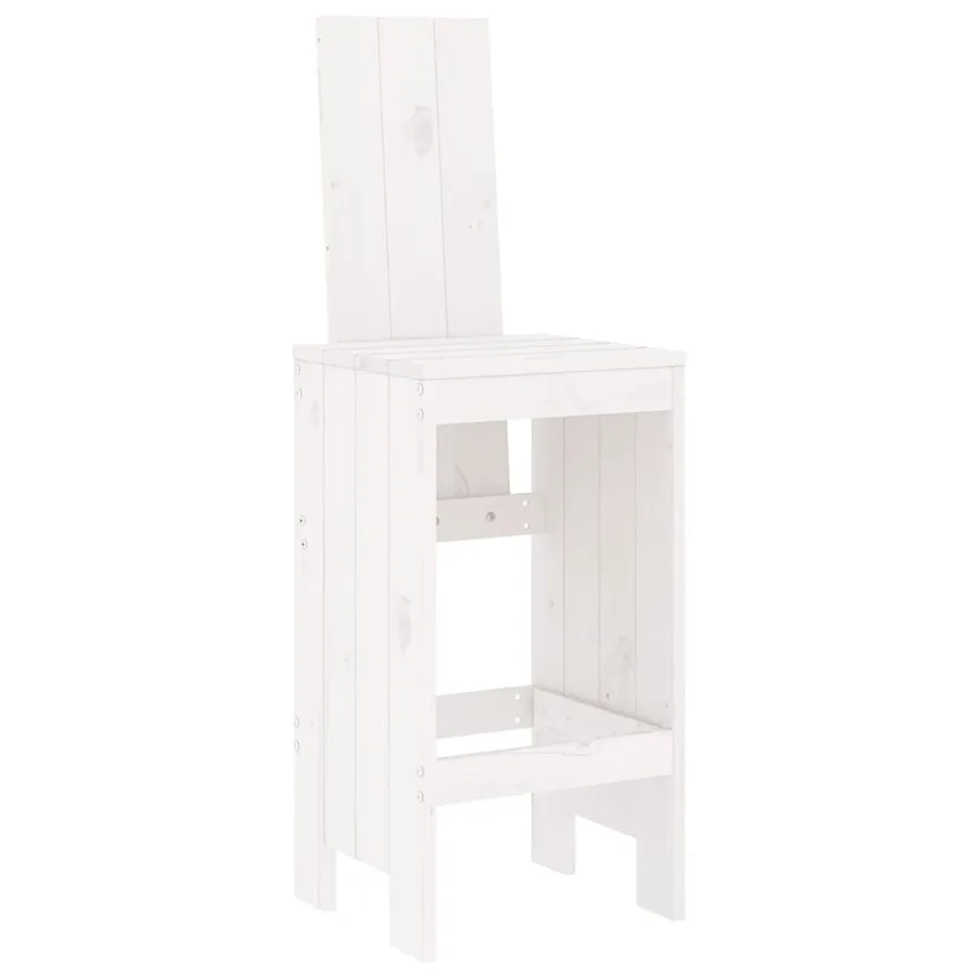 Ensemble de bar de jardin 7 pcs blanc bois de pin massif - 4