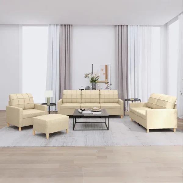 Ensemble de canapés 4 pcs avec coussins Crème Tissu