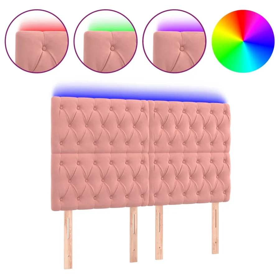 Tête de lit à LED Rose 160x7x118/128 cm Velours - 2