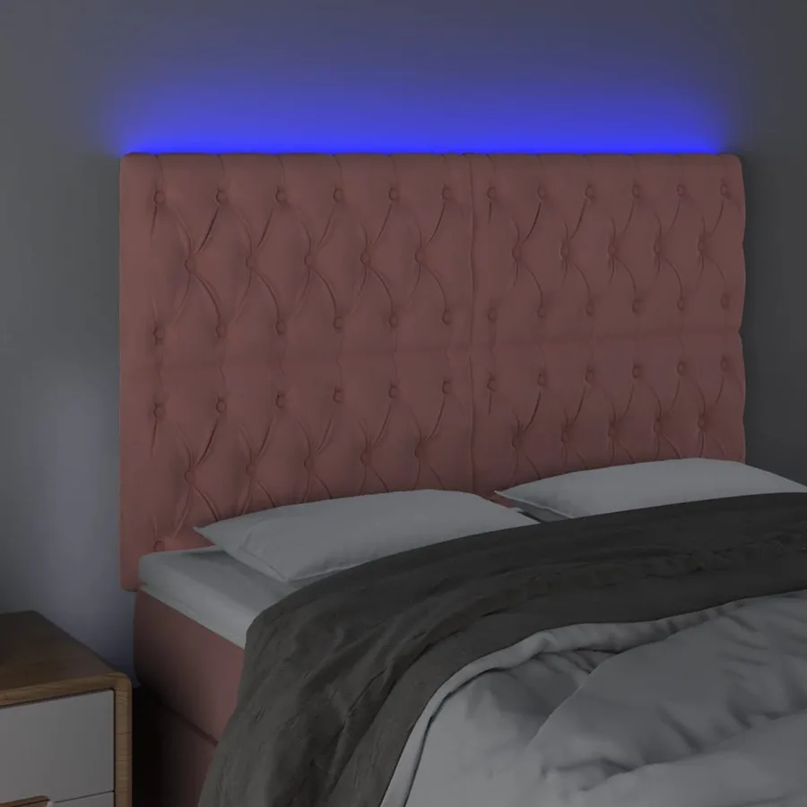 Tête de lit à LED Rose 160x7x118/128 cm Velours - 3