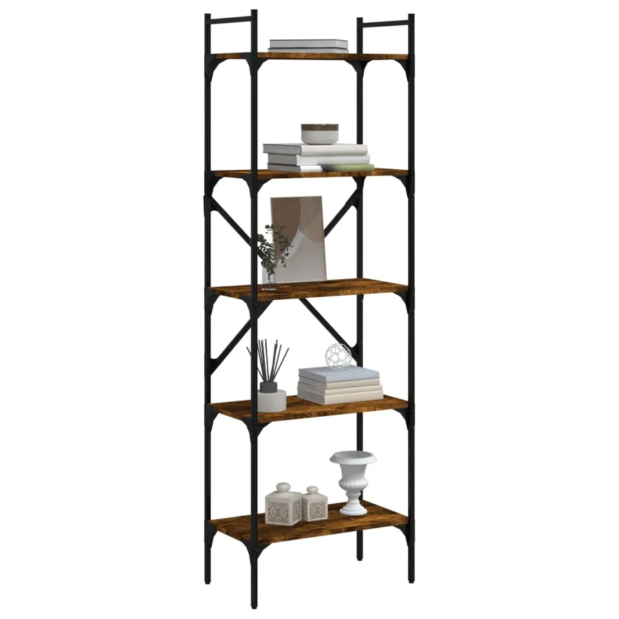 Bibliothèque à 5 niveaux chêne fumé 56x31,5x174 cm - 3
