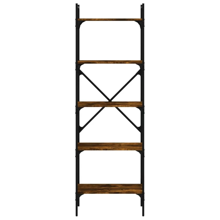 Bibliothèque à 5 niveaux chêne fumé 56x31,5x174 cm - 4