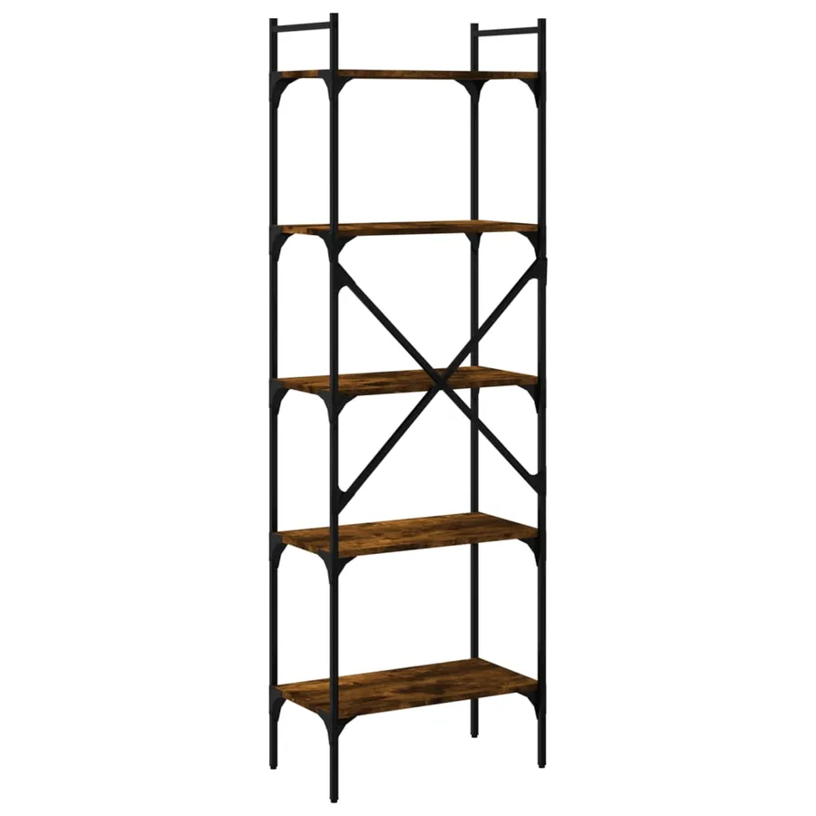 Bibliothèque à 5 niveaux chêne fumé 56x31,5x174 cm - 6