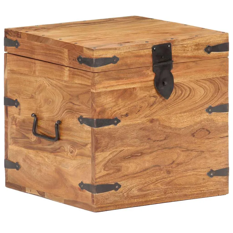 Coffre 40x40x40 cm bois d'acacia solide - 10