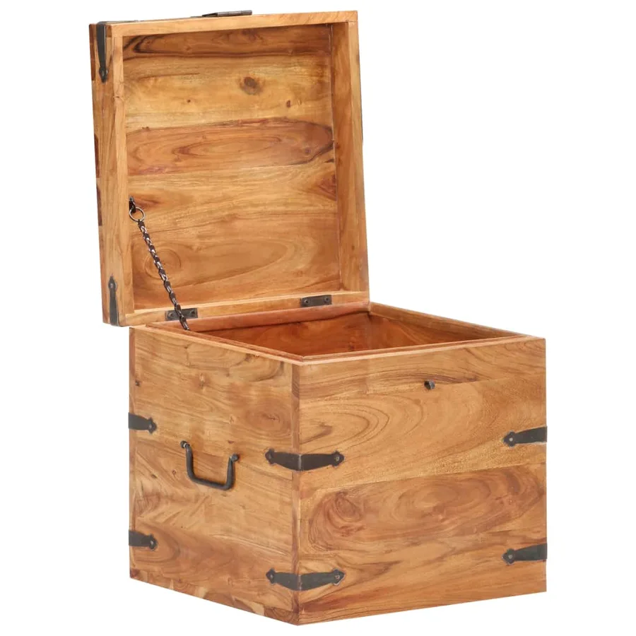 Coffre 40x40x40 cm bois d'acacia solide - 2