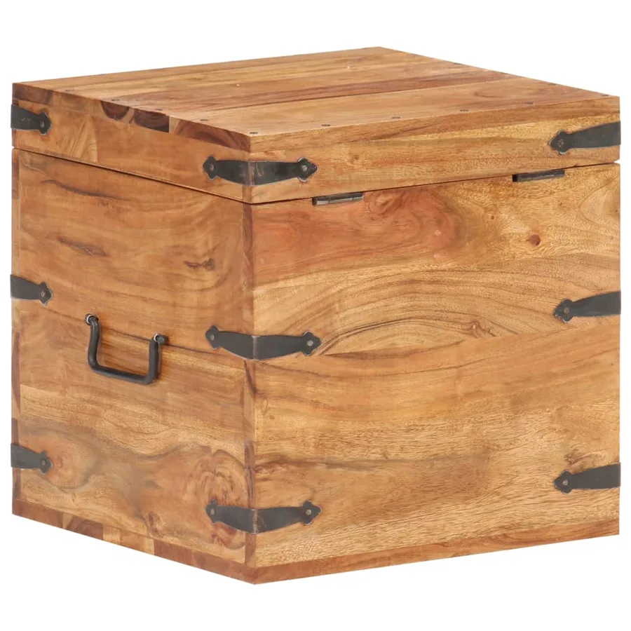 Coffre 40x40x40 cm bois d'acacia solide - 5