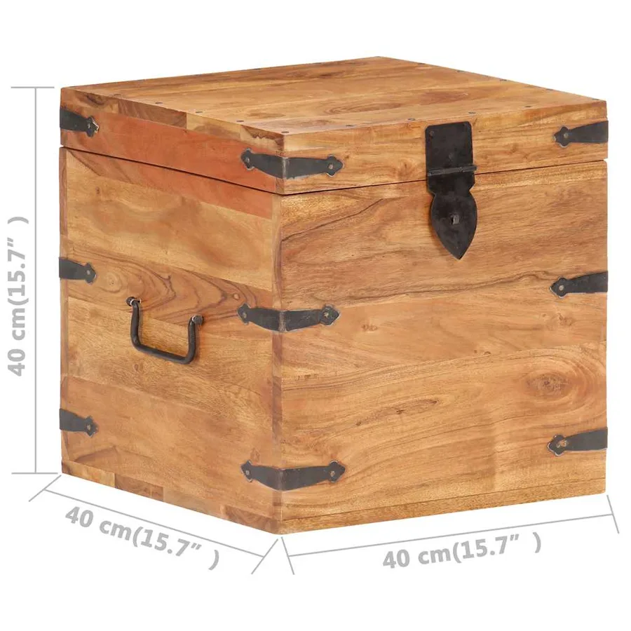 Coffre 40x40x40 cm bois d'acacia solide - 8