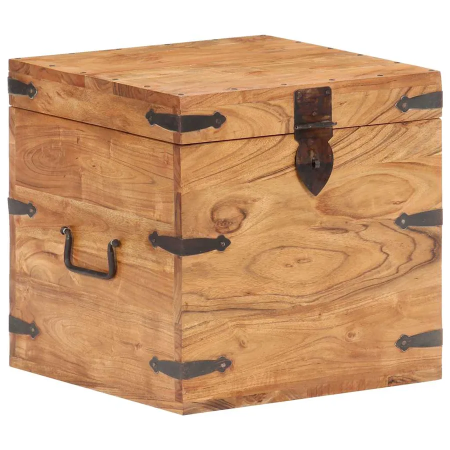 Coffre 40x40x40 cm bois d'acacia solide - 9